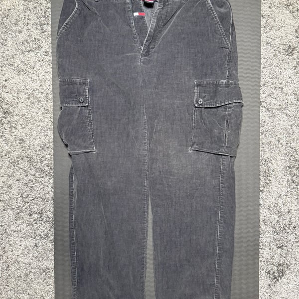 Tommy Hilfiger Cargo Pants Size 32/30 Gray Corduroy Utility