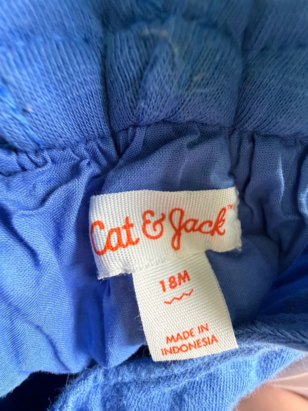 Cat & Jack Dress Size 18M Blue Eyelet Bow Back 3