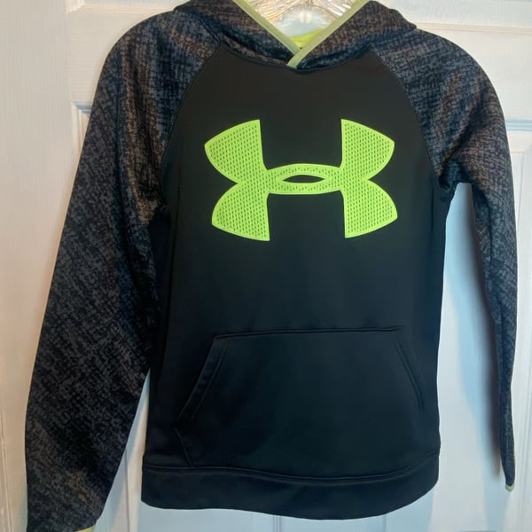 Under Armour ColdGear Hoodie Size YMD Black Green