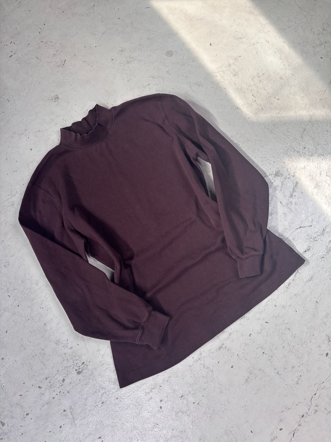 Lands' End Mock Neck Sweatshirt Size S Maroon Long Sleeve Cotton 2