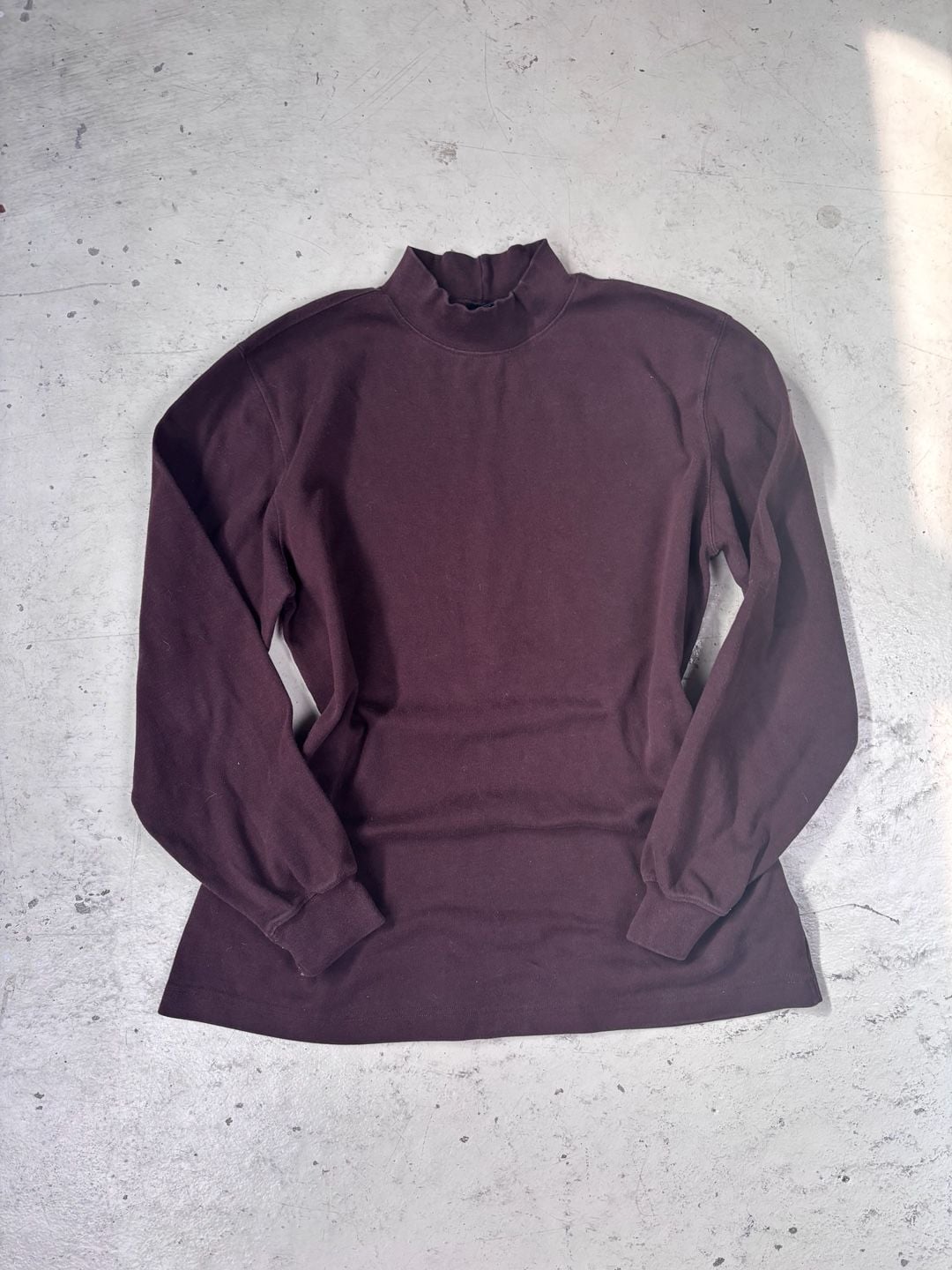 Lands' End Mock Neck Sweatshirt Size S Maroon Long Sleeve Cotton 3