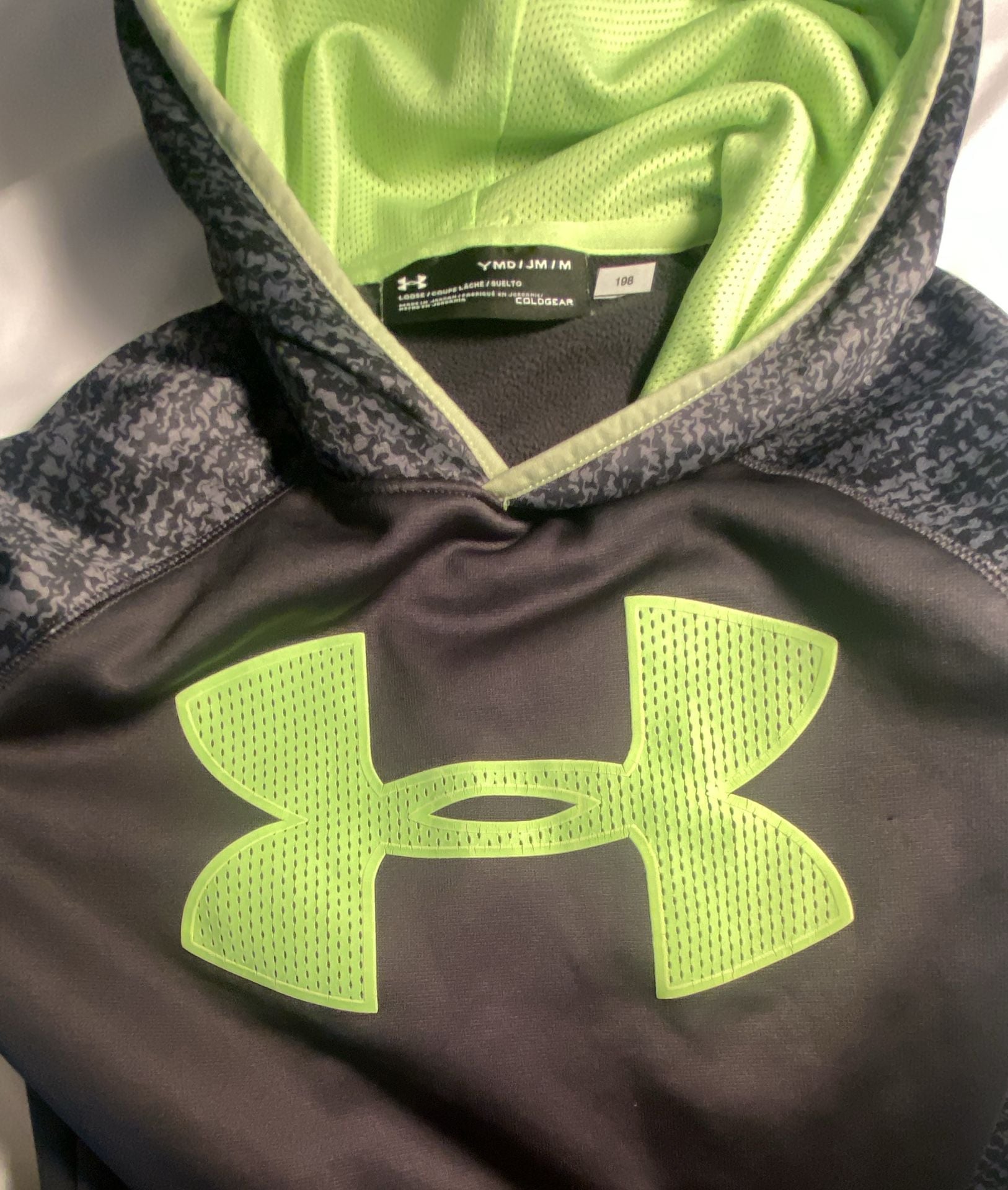 Under Armour ColdGear Hoodie Size YMD Black Green 5