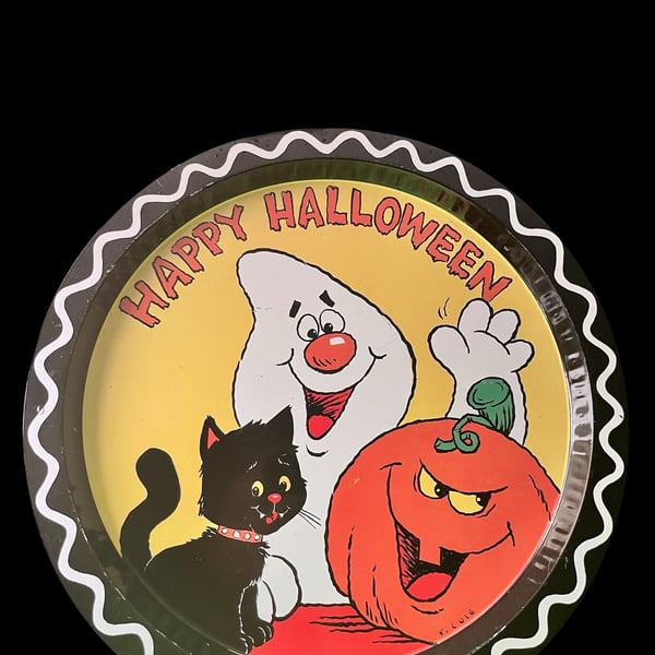New Design Inc Happy Halloween Serving Tray Ghost Cat Pumpkin