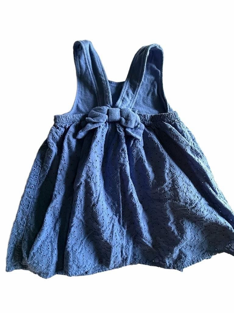 Cat & Jack Dress Size 18M Blue Eyelet Bow Back 4