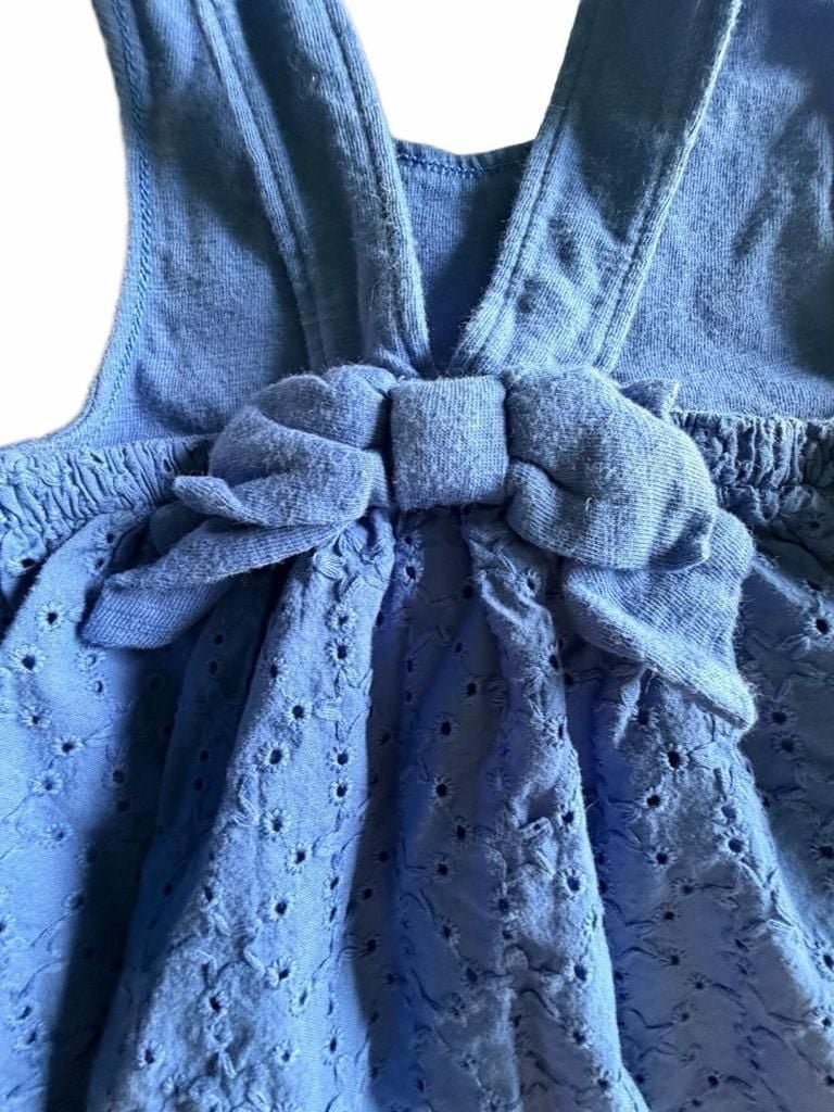 Cat & Jack Dress Size 18M Blue Eyelet Bow Back 5