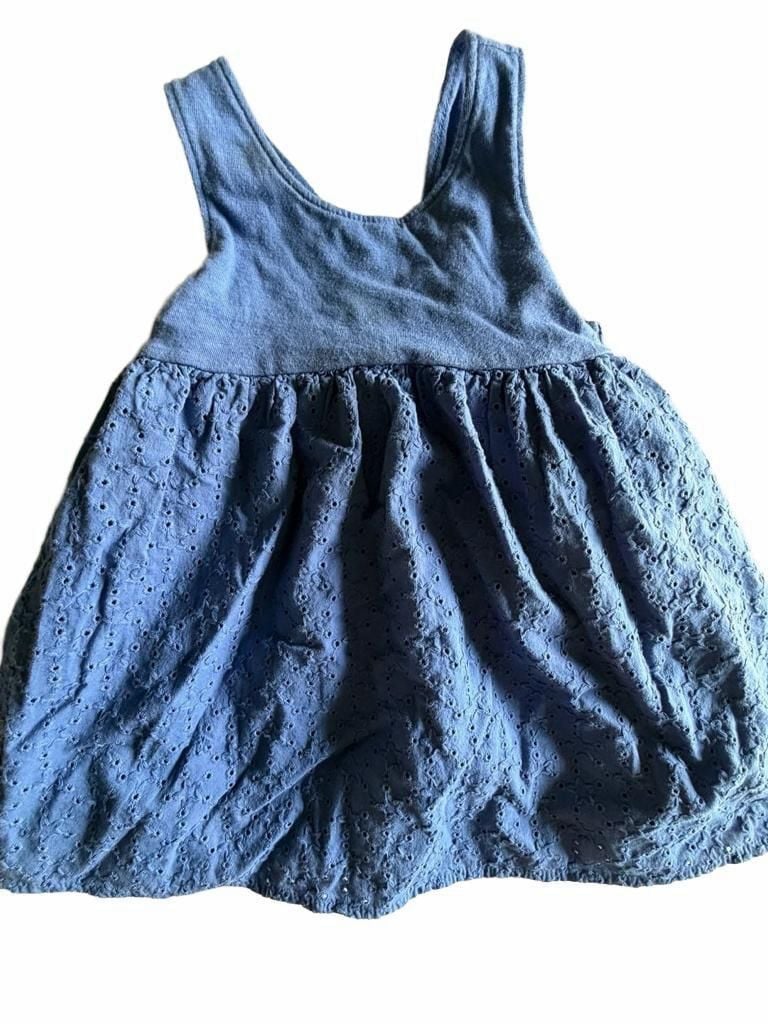 Cat & Jack Dress Size 18M Blue Eyelet Bow Back 2