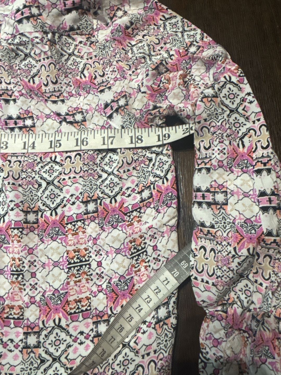 Maeve Islet Geometric Print Button Up Blouse Size S Pink 8