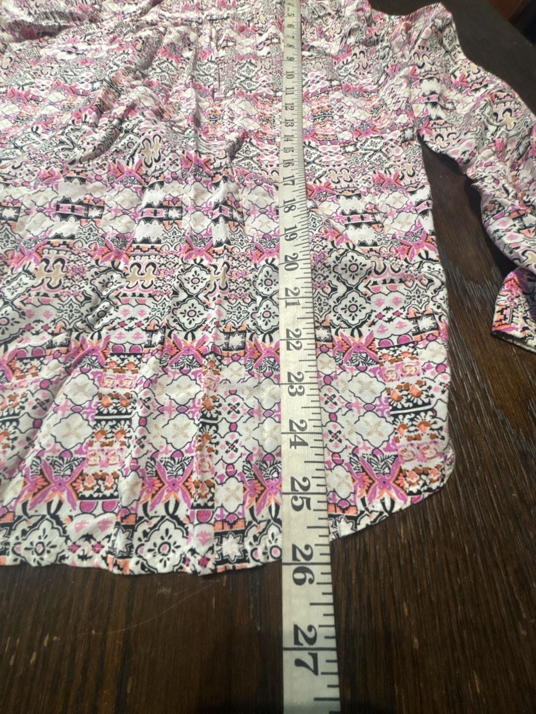 Maeve Islet Geometric Print Button Up Blouse Size S Pink 9