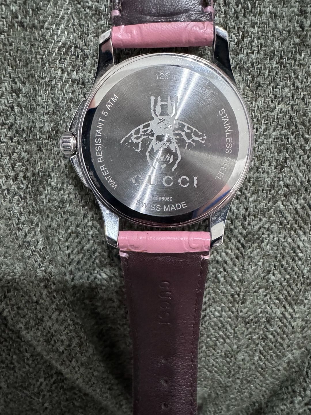 Gucci G-Timeless YA1264030 Pink Dial Leather Strap Watch 14
