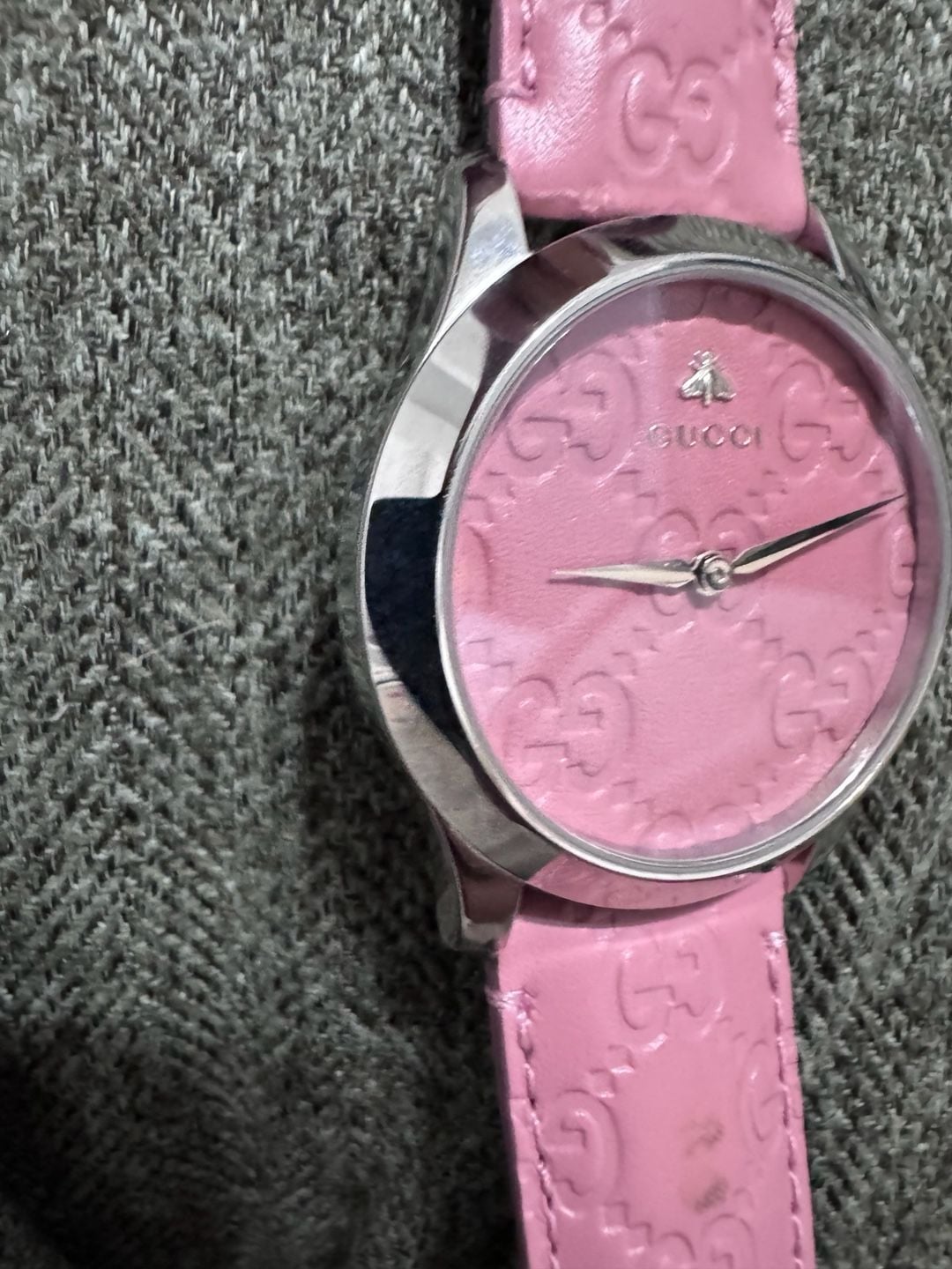 Gucci G-Timeless YA1264030 Pink Dial Leather Strap Watch 17