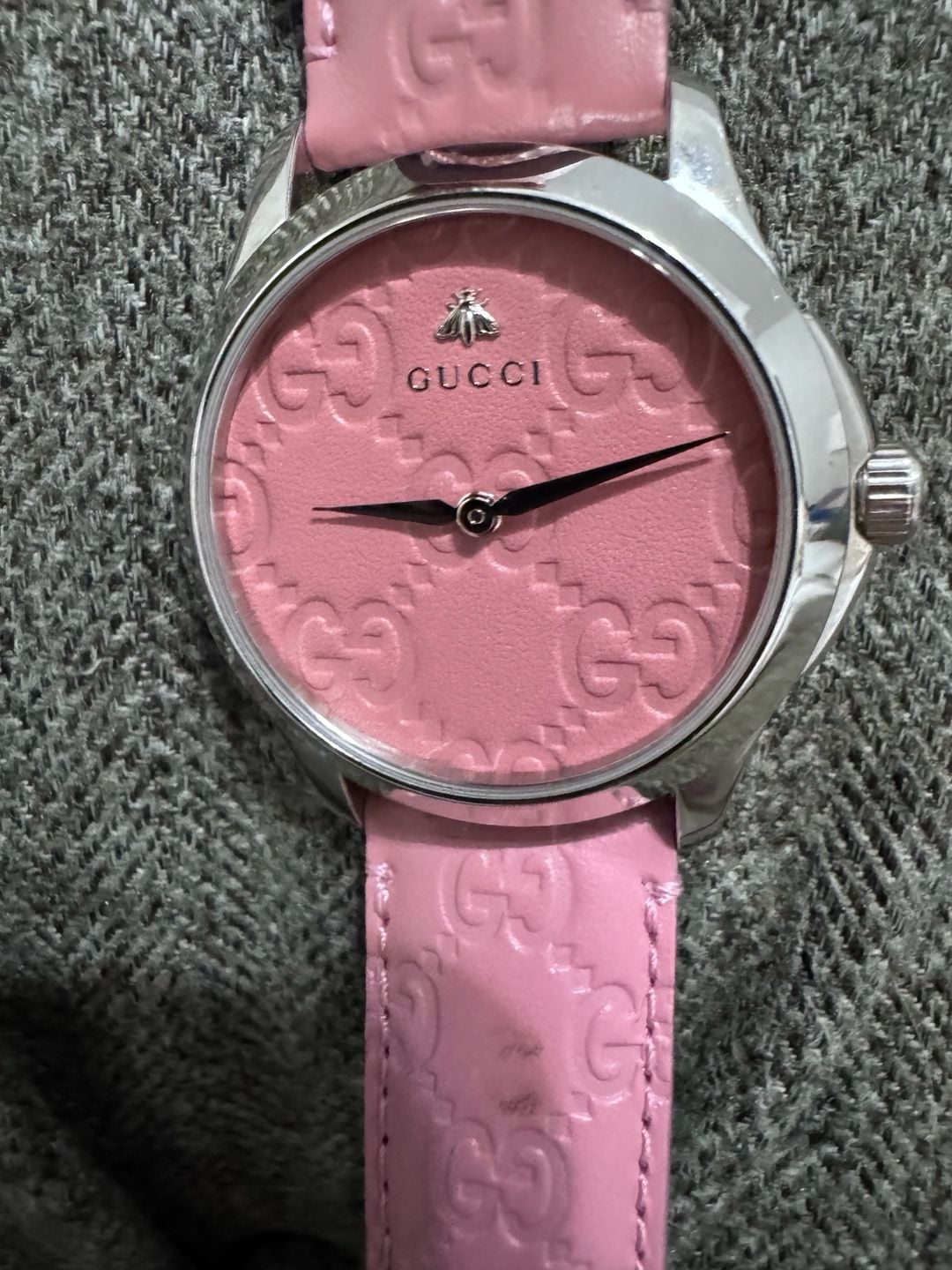 Gucci G-Timeless YA1264030 Pink Dial Leather Strap Watch 18