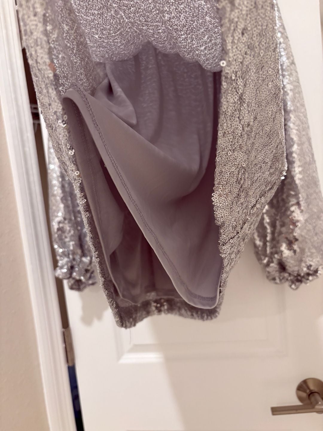 Crown & Ivy Sequin Blouse Size 2X Silver Long Sleeve Top 7