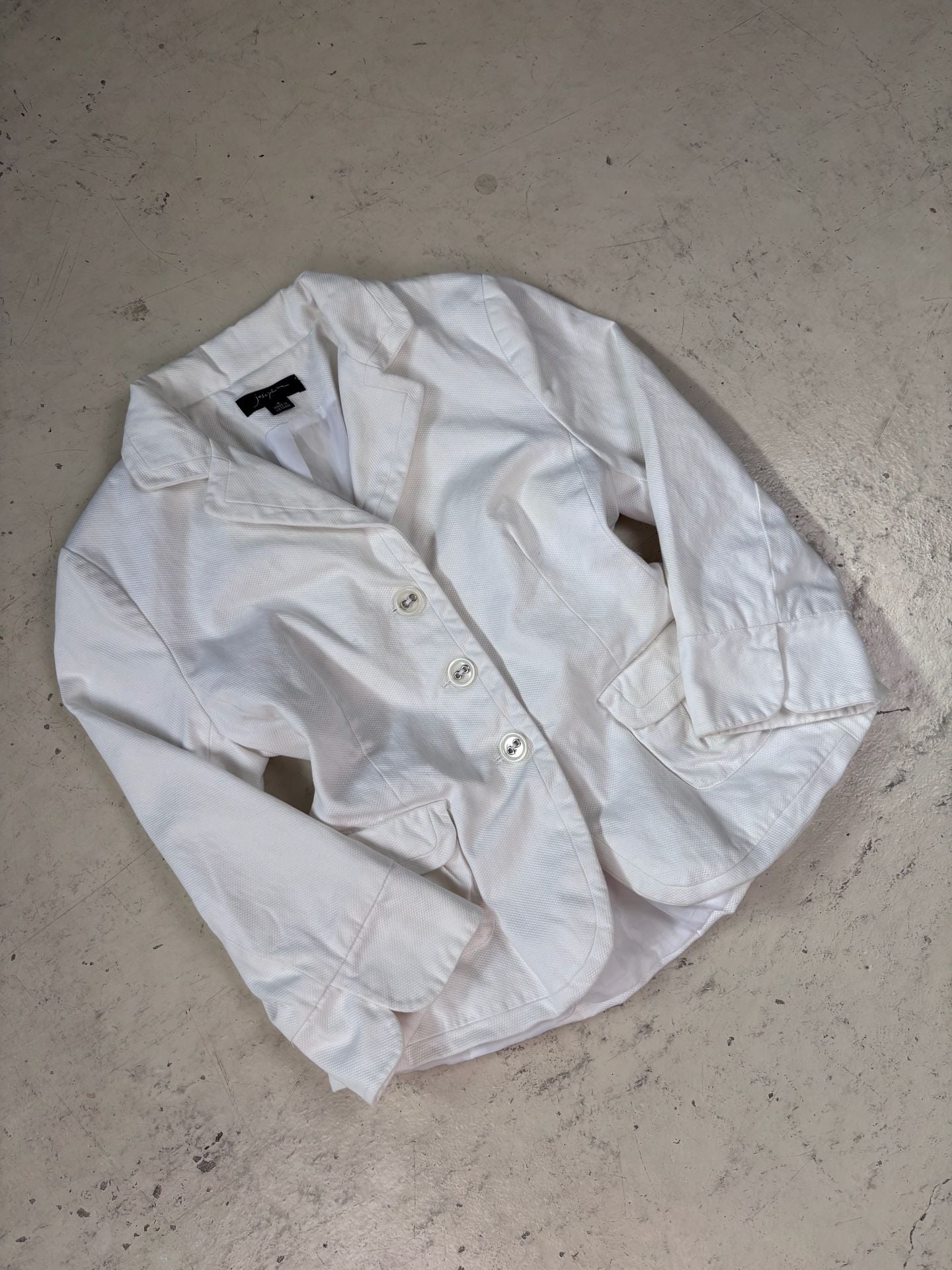 Josephine Blazer Size 8 White Textured Cotton Button Front 2
