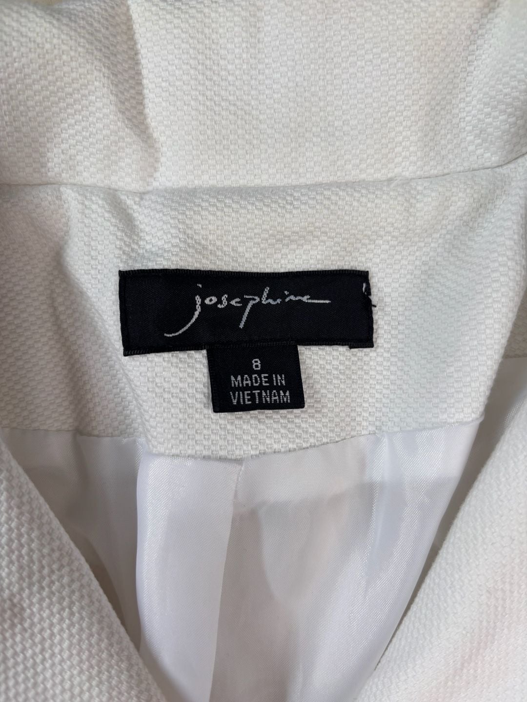 Josephine Blazer Size 8 White Textured Cotton Button Front 5