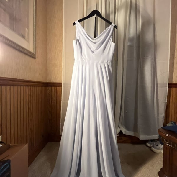 Jenny Yoo Collection Dress Size 10 Light Blue Chiffon Maxi Gown