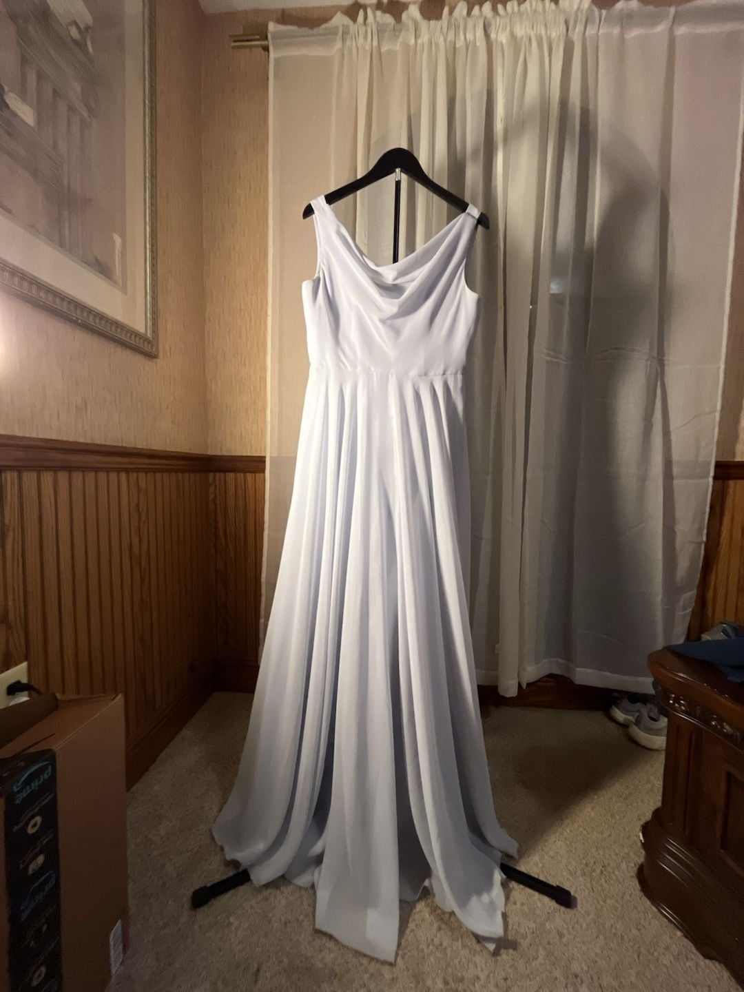 Jenny Yoo Collection Dress Size 10 Light Blue Chiffon Maxi Gown 14