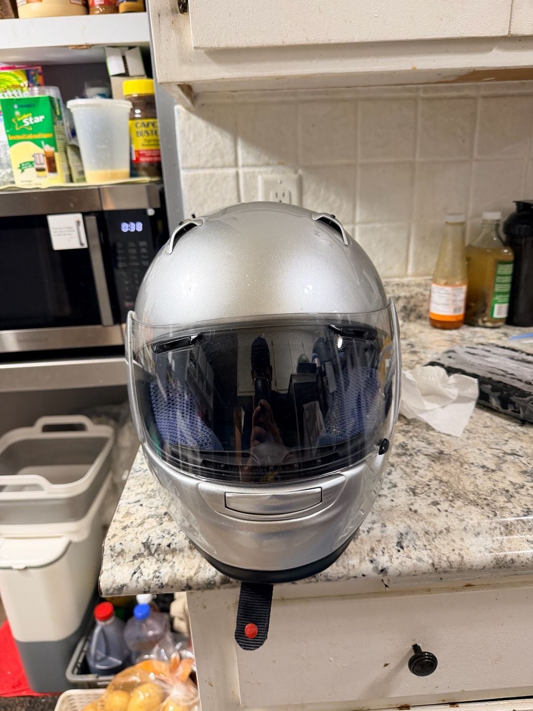 Arai Profile Motorcycle Helmet Metallic Silver Snell DOT 2