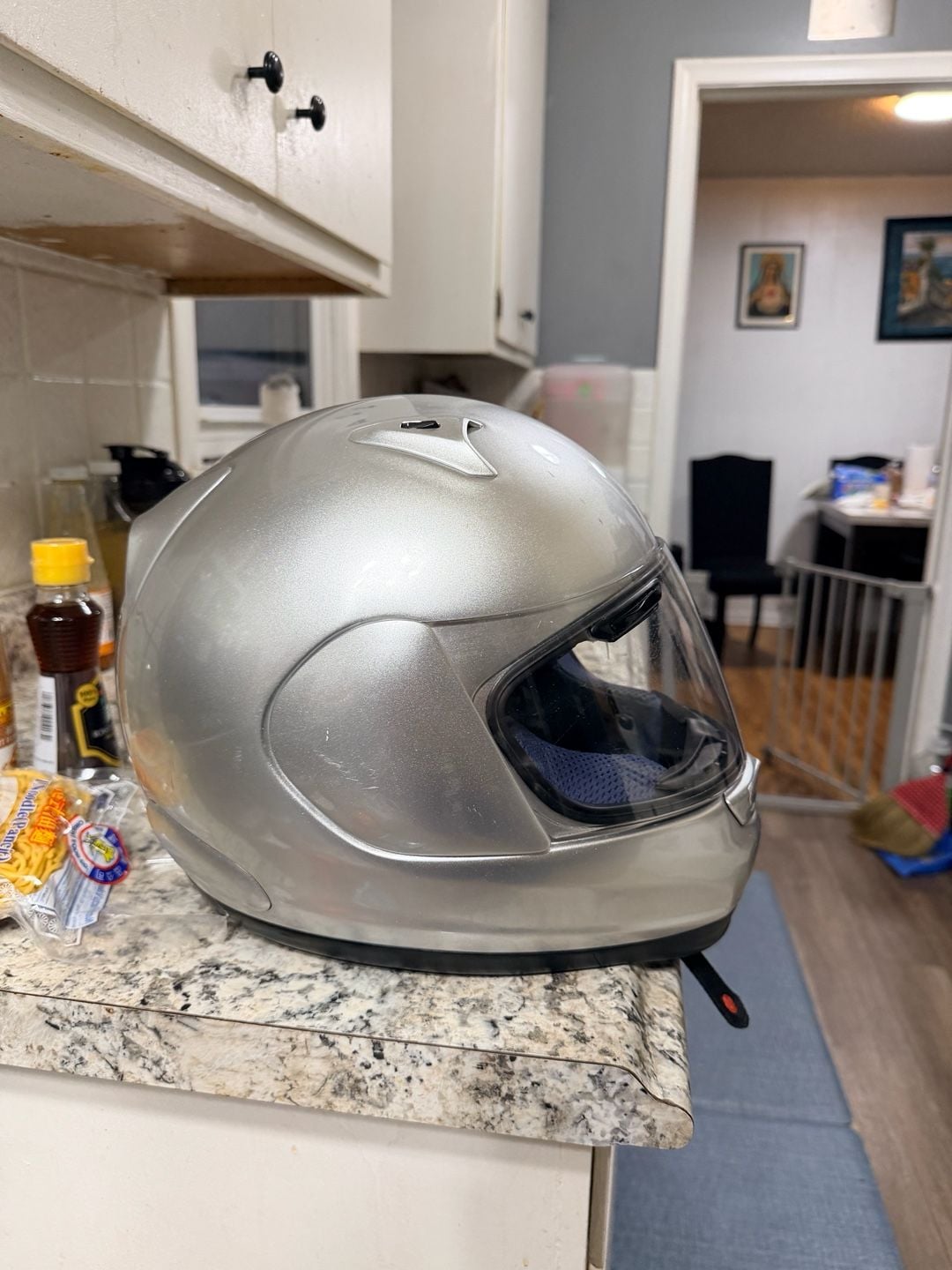 Arai Profile Motorcycle Helmet Metallic Silver Snell DOT 3