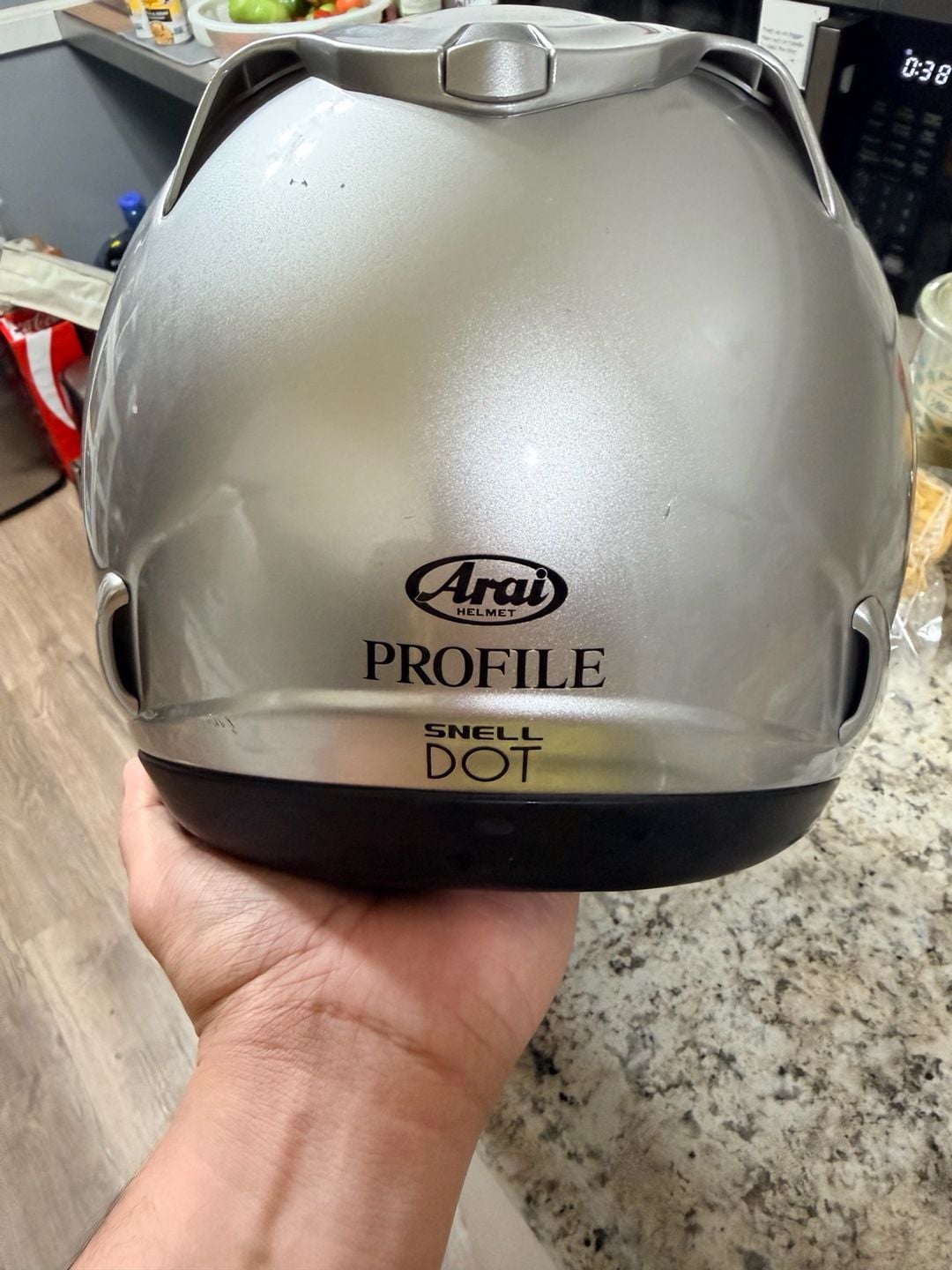 Arai Profile Motorcycle Helmet Metallic Silver Snell DOT 7