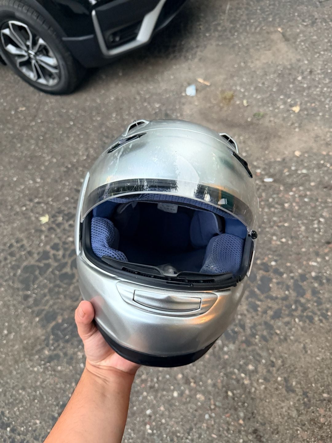 Arai Profile Motorcycle Helmet Metallic Silver Snell DOT 12