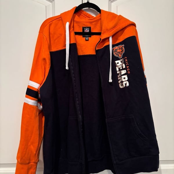 NFL Chicago Bears Full Zip Hoodie Size 5XL/5XG Orange Navy