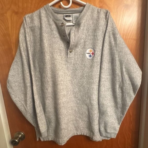 The Edge Pittsburgh Steelers Henley Sweatshirt Size Large