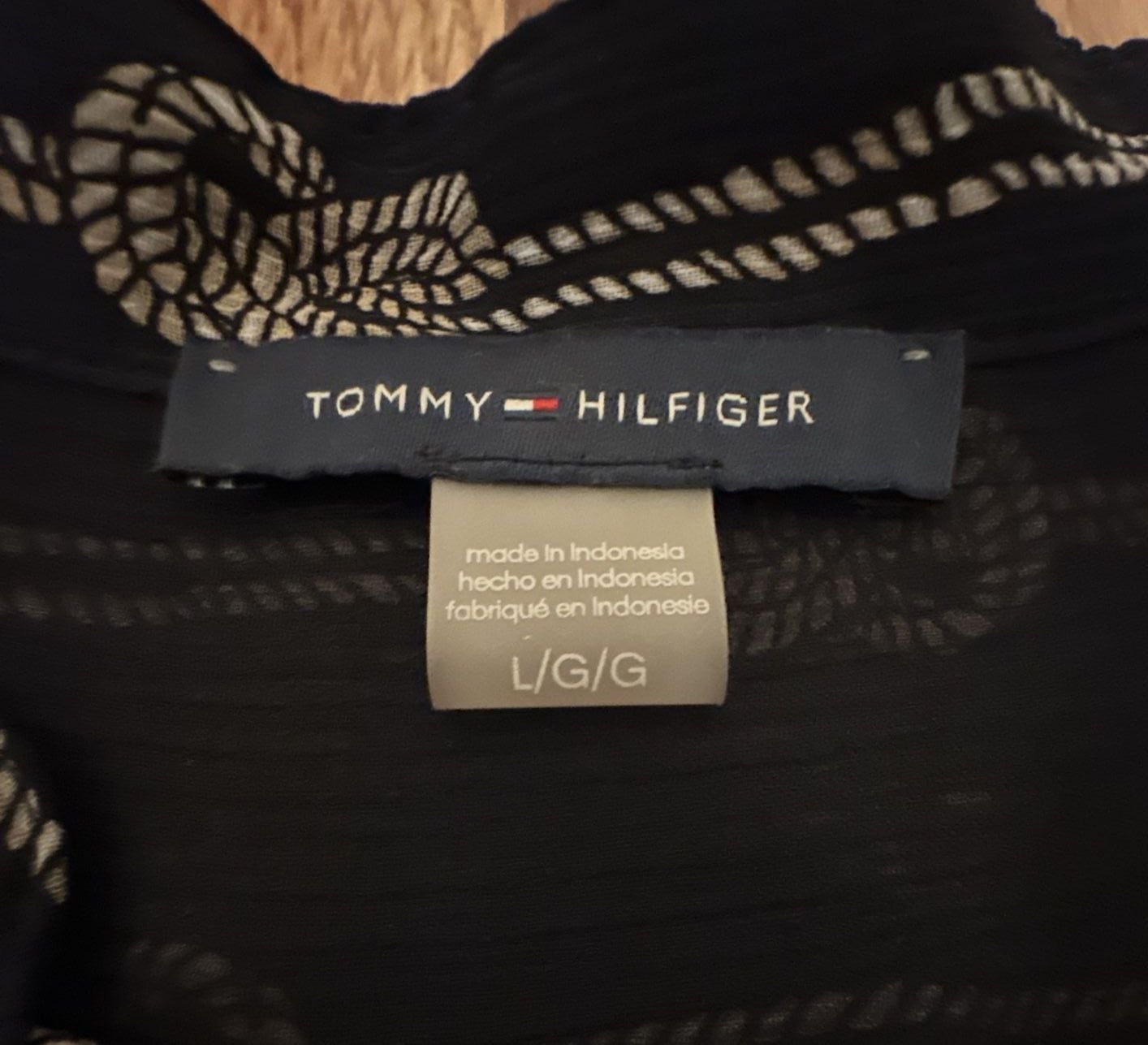 Tommy Hilfiger Sleeveless Blouse Size L Navy Nautical Rope Print Ruffle 7