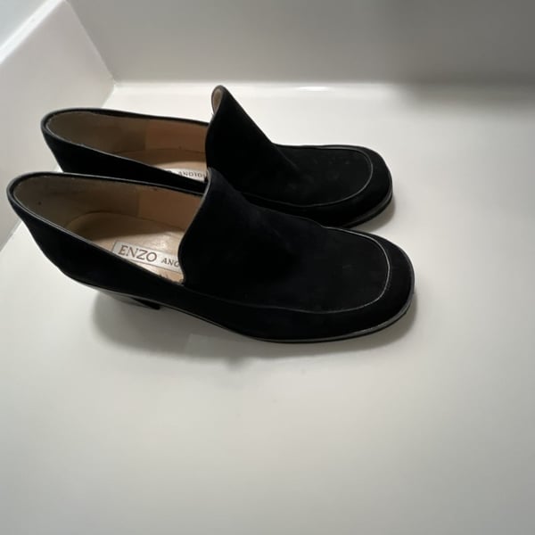 Enzo Angiolini Black Suede Loafers Slip-On Shoes
