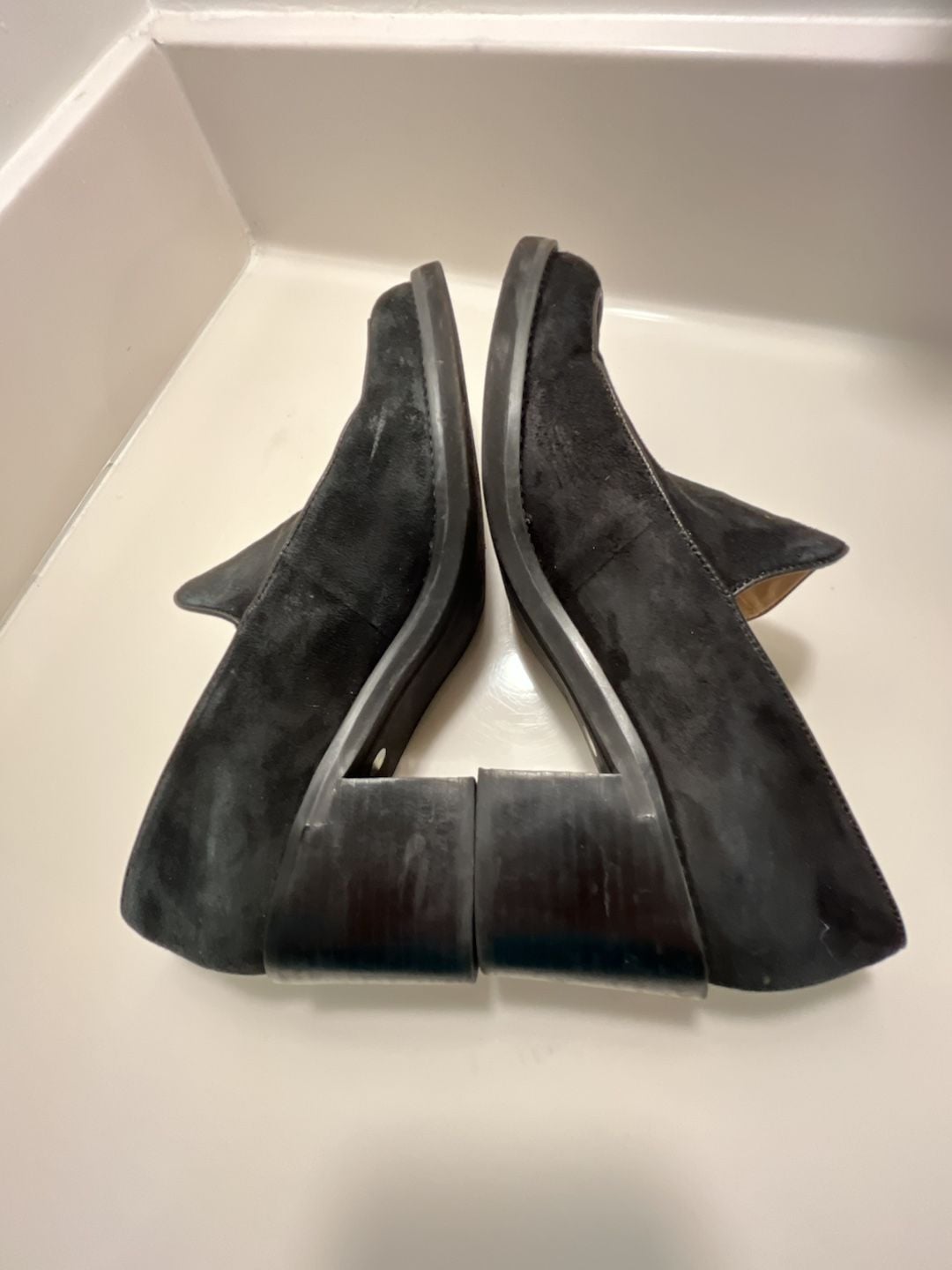 Enzo Angiolini Black Suede Loafers Slip-On Shoes 8