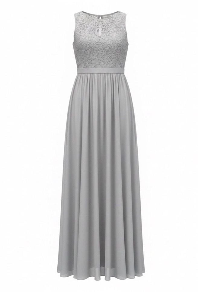 Lulus Women’s M Gray Lace Crochet Open Back Maxi Dress Formal Bridesmaid 2