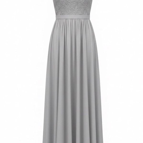 Lulus Women’s M Gray Lace Crochet Open Back Maxi Dress Formal Bridesmaid