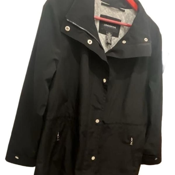 London Fog Black Utility Rain Jacket Size L