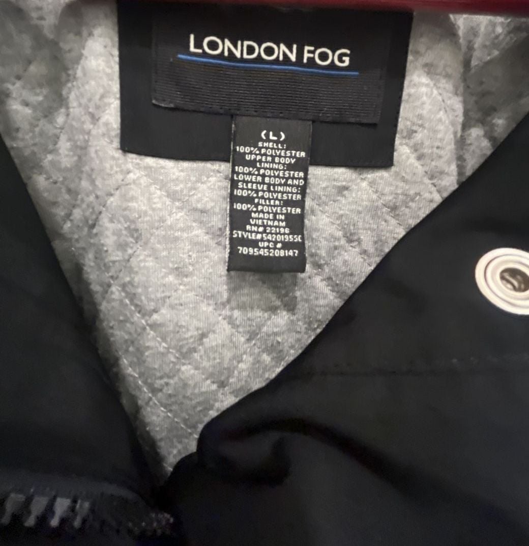 London Fog Black Utility Rain Jacket Size L 3