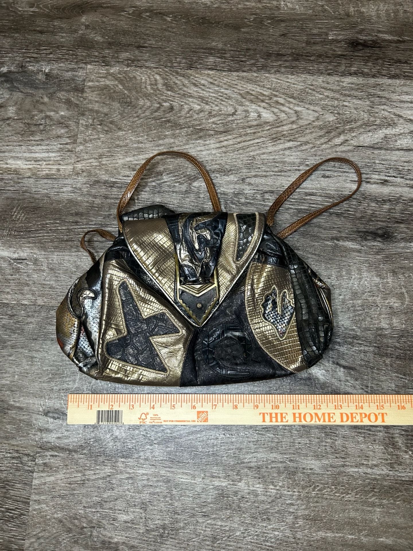 Vintage Sharif Made in USA Leather Patchwork Shoulder Bag Purse 5