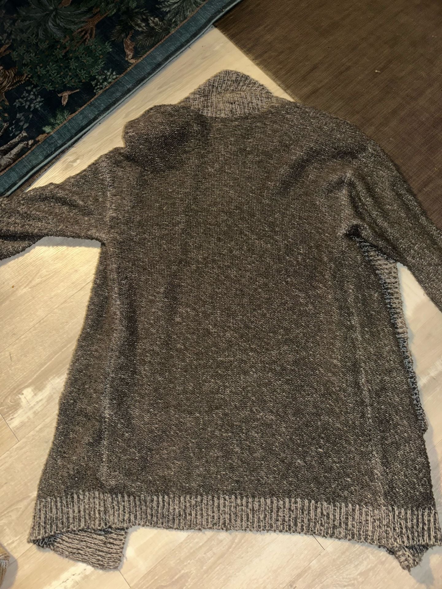 Nuggets Open Front Cardigan Sweater One Size Gray Black Chunky Knit 8