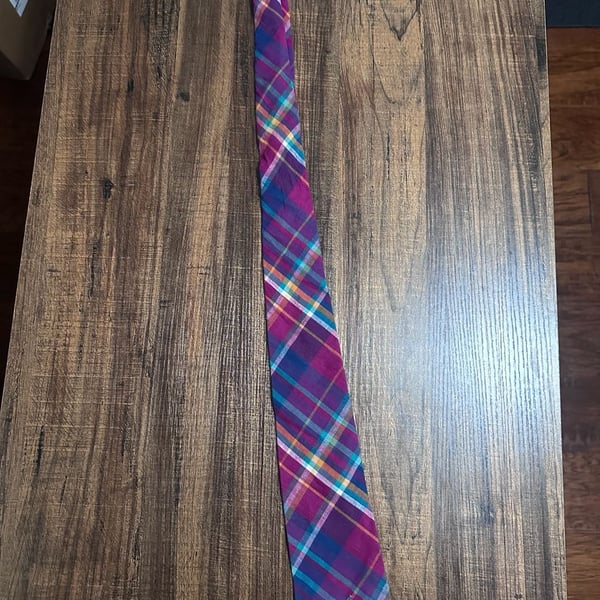 Polo by Ralph Lauren Plaid Necktie Purple Multicolor Silk
