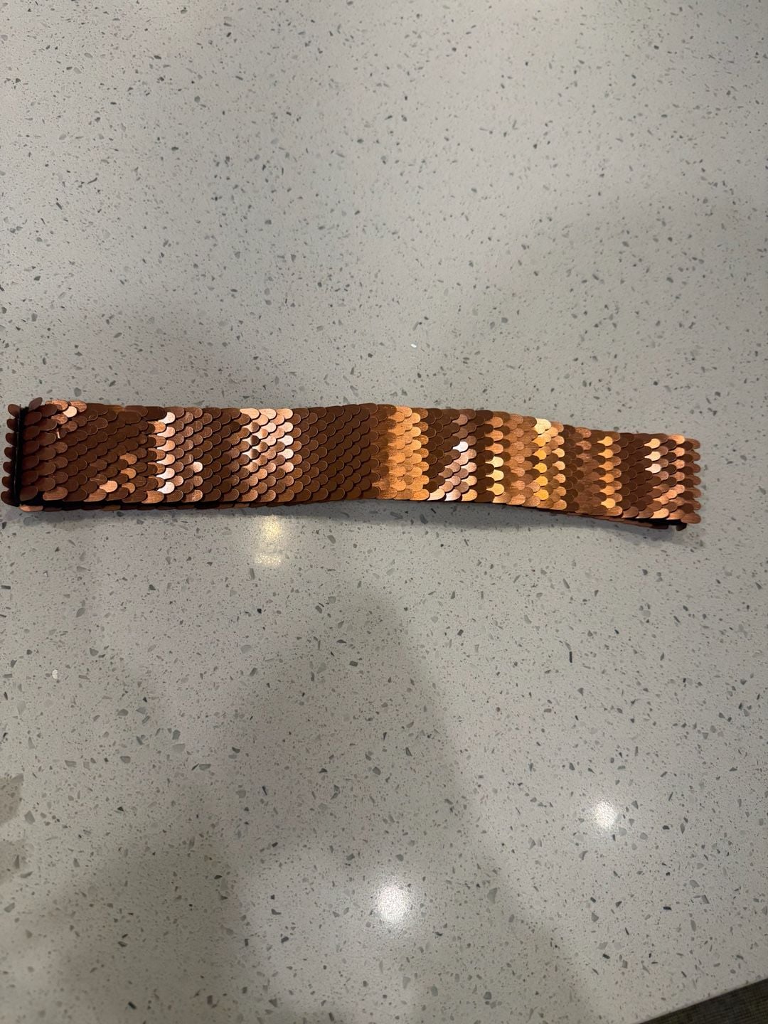 Vintage Copper Metal Fish Scale Elastic Stretch Belt 6
