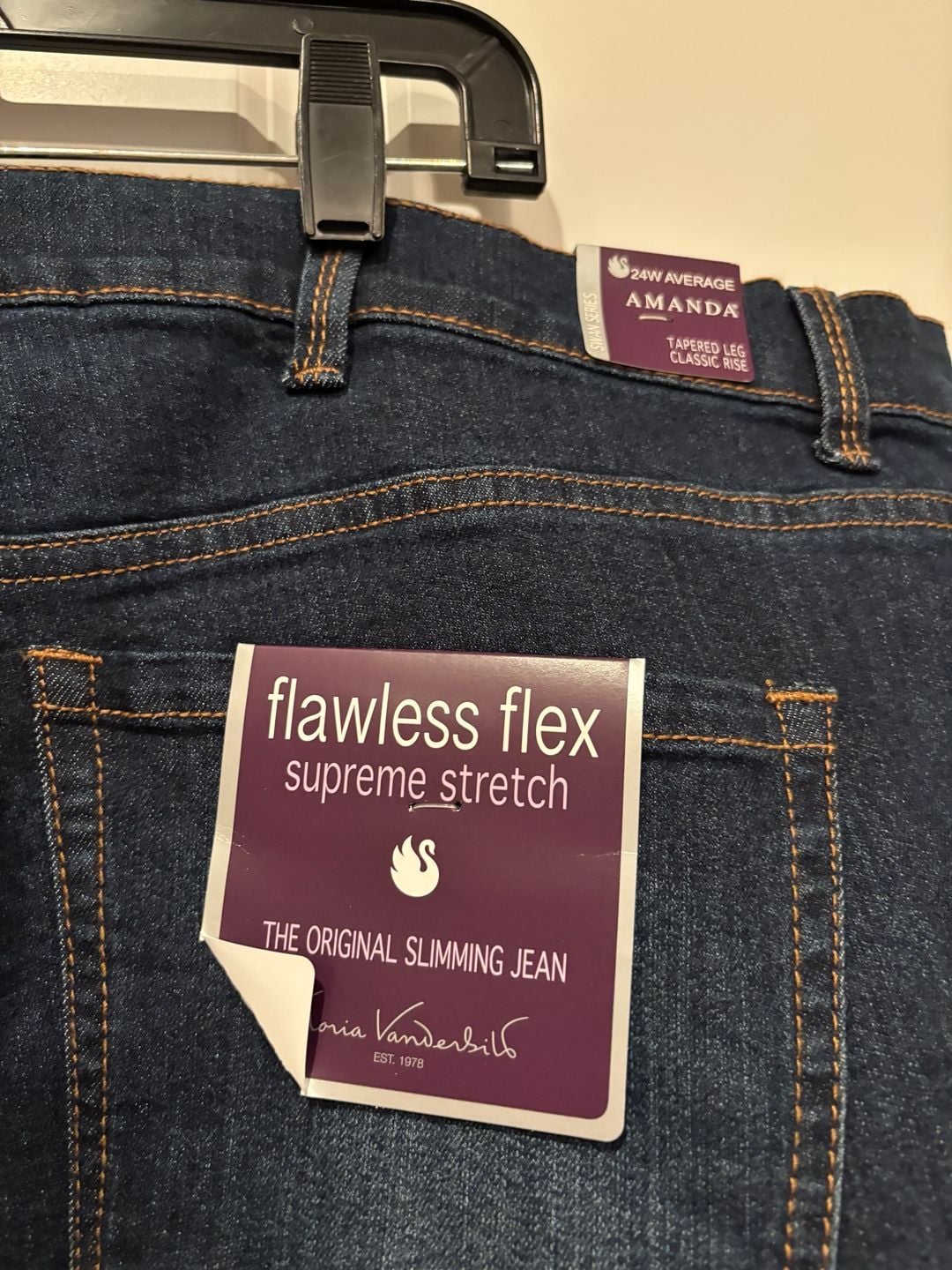 Gloria Vanderbilt Amanda Jeans Size 24W Dark Blue Flawless Flex 4