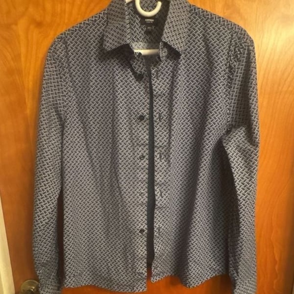 Express Classic Medium Shirt Geometric Blue Print