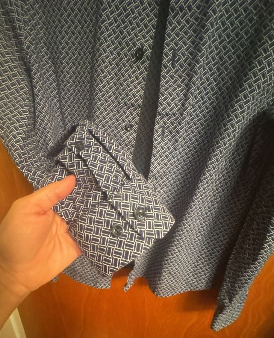 Express Classic Medium Shirt Geometric Blue Print 6