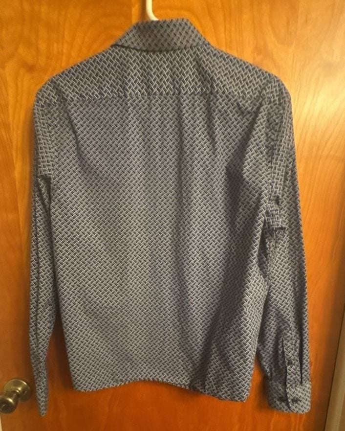 Express Classic Medium Shirt Geometric Blue Print 8