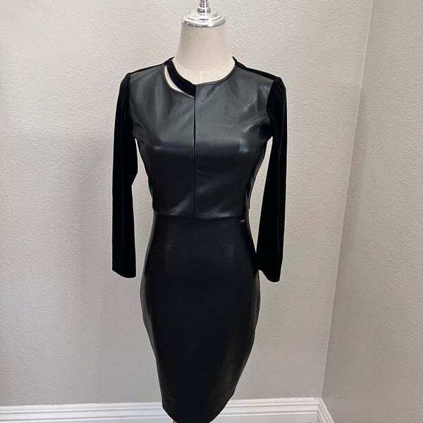 Armani Exchange Leather And Velvet Dress Black Size S