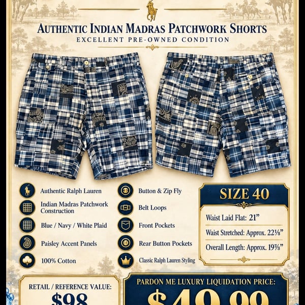 Polo Ralph Lauren Indian Madras Patchwork Paisley Cotton Shorts