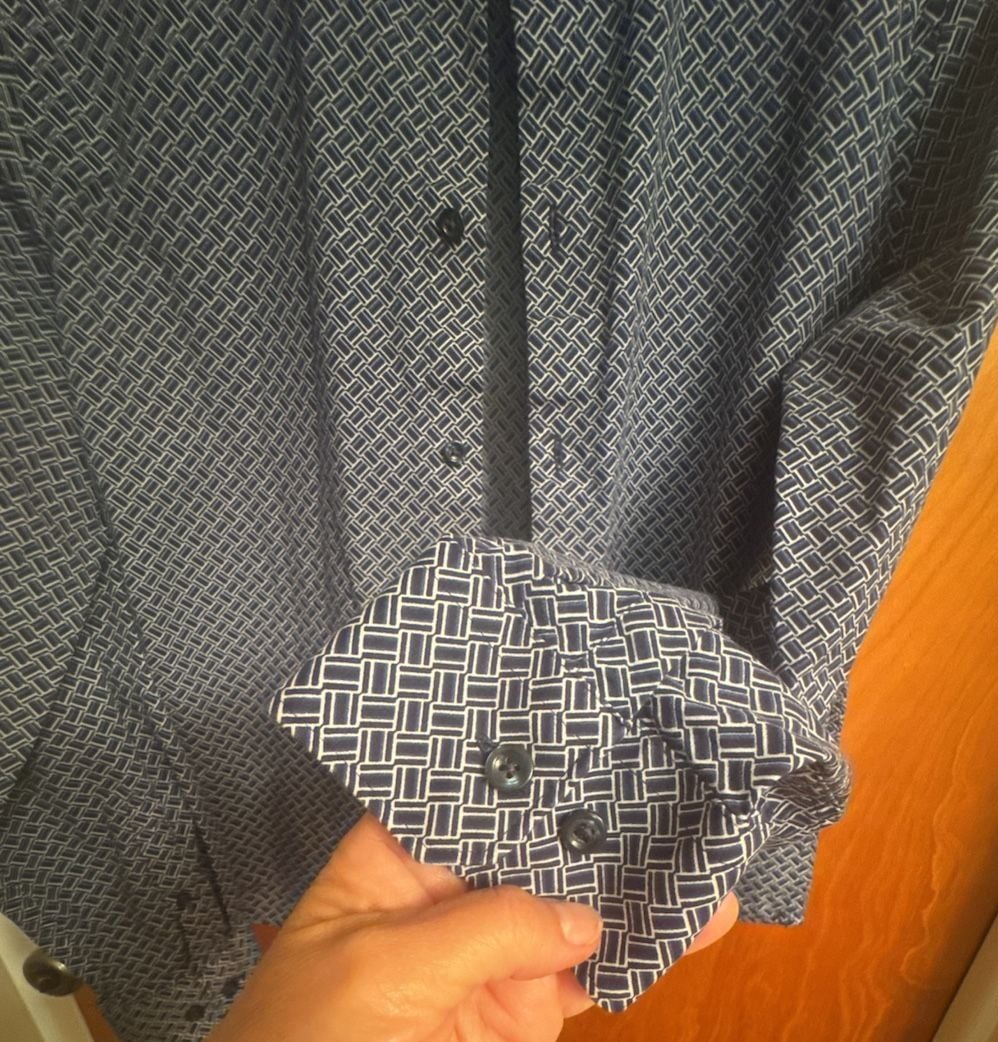 Express Classic Medium Shirt Geometric Blue Print 7
