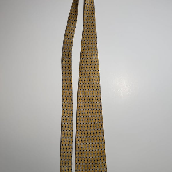 Little Venice Silk Necktie Yellow Black Pattern Geometric
