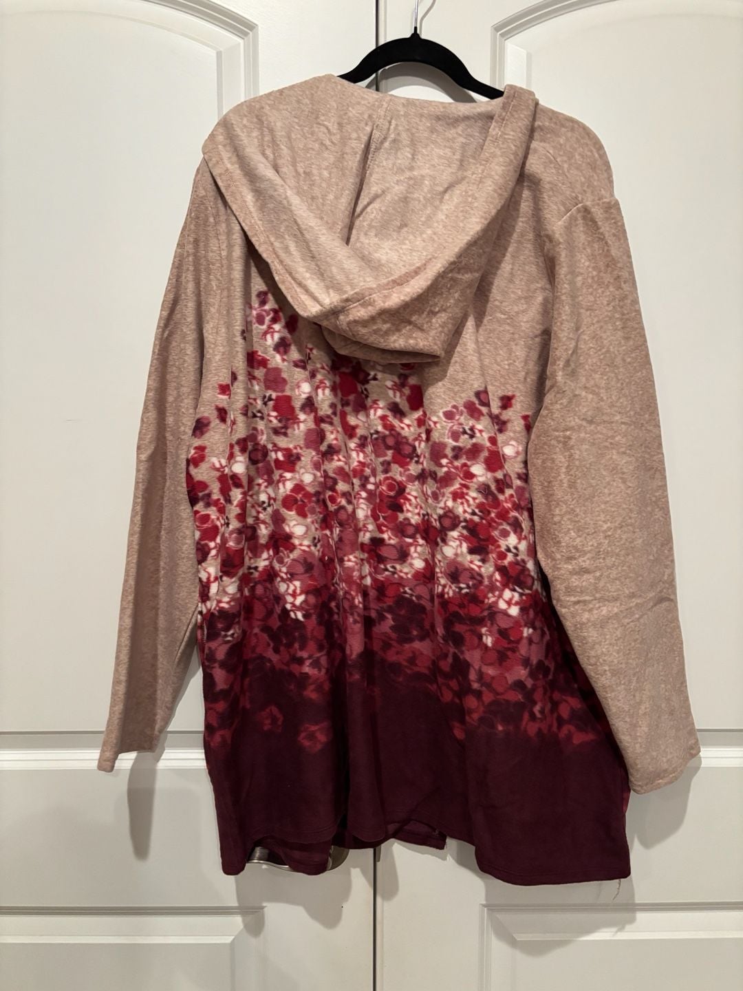 Cuddl Duds Hooded Wrap Size 3X Tan Burgundy Floral 4