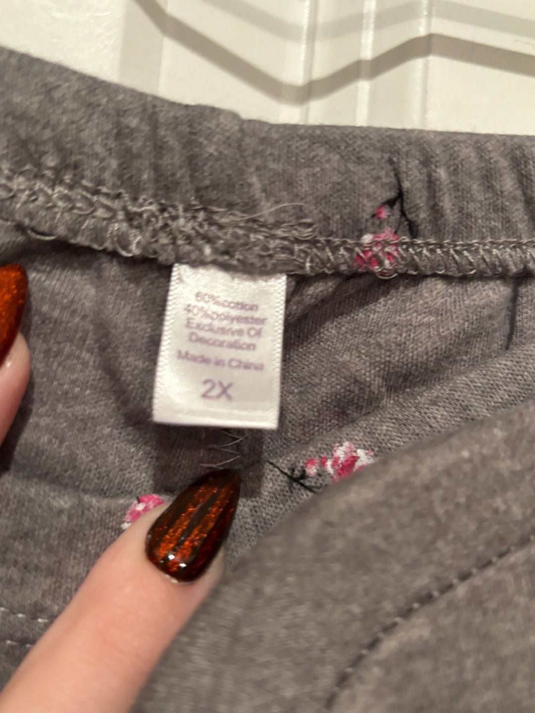 Carole Hochman Sleepwear Lounge Set Size 2X Gray Cotton Floral Lace 4