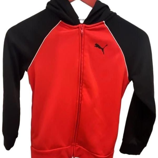 Puma Full Zip Hoodie Size S (7/8) Red Black Colorblock