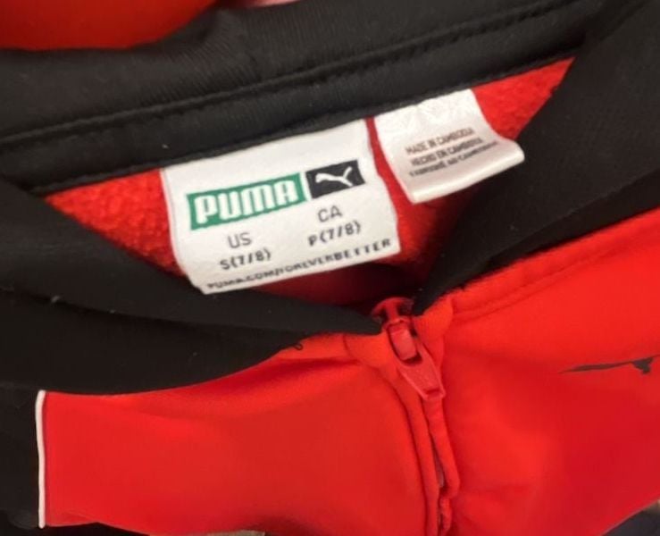 Puma Full Zip Hoodie Size S (7/8) Red Black Colorblock 4
