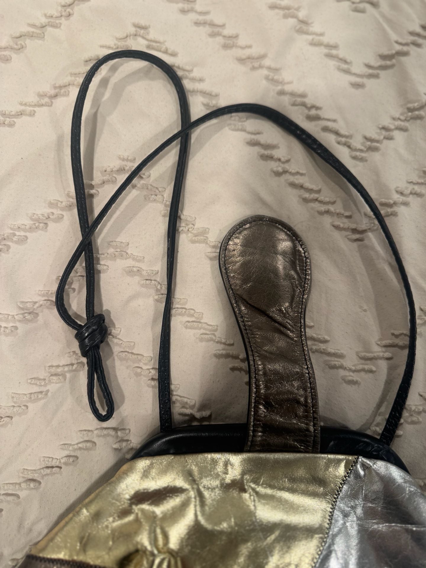 Vintage Metallic Leather Patchwork Crossbody Clutch Bag 7